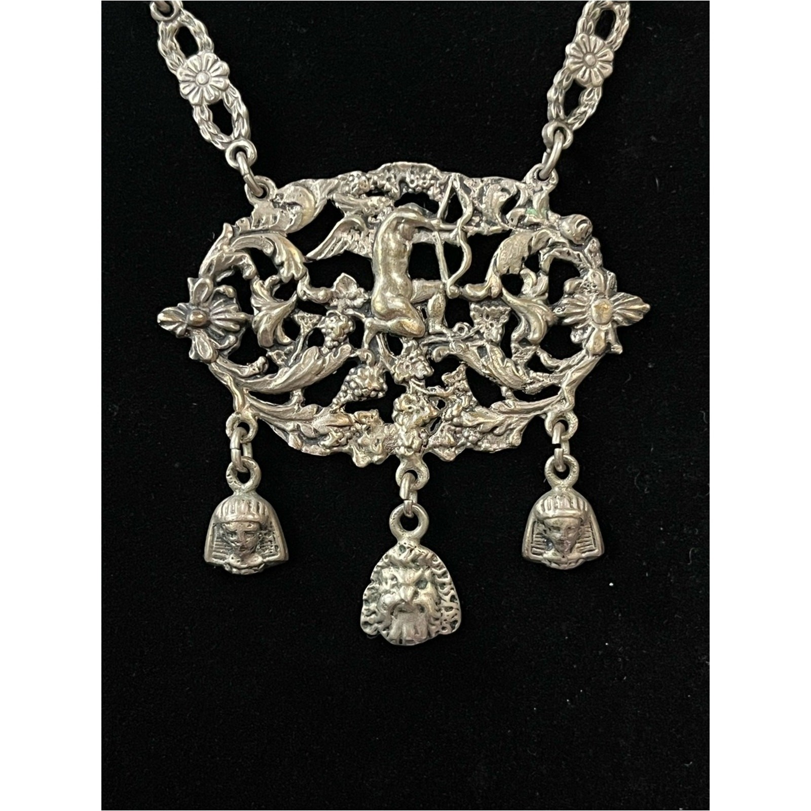 Coppini Antique Italian Renaissance Revival 800 Silver Medallion Necklace 1750