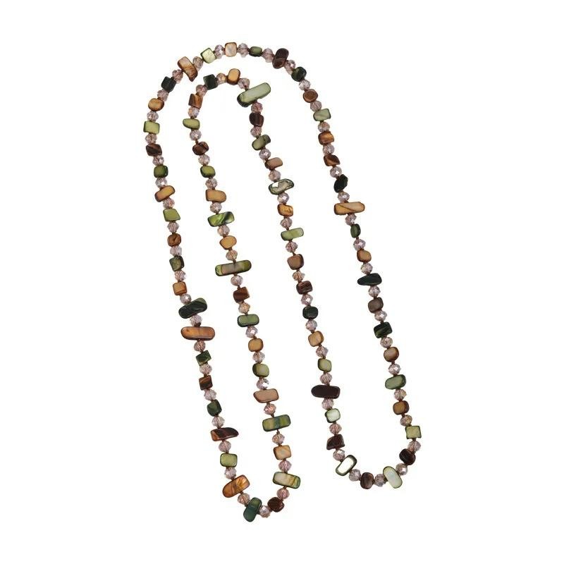 Bohemian Vintage Natural Stone Necklace Handmade Crystal Beads Double Layer