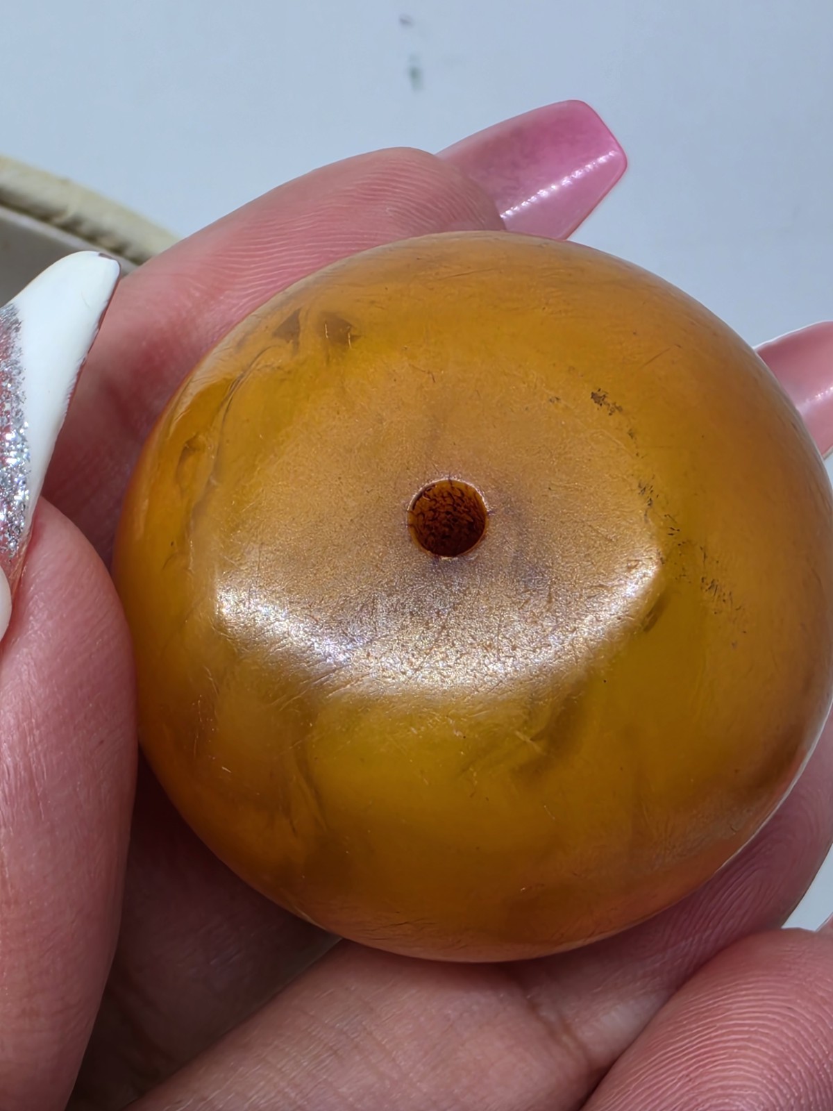 Rare Antique Large Butterscotch Bakelite Faturan Beads For Necklace