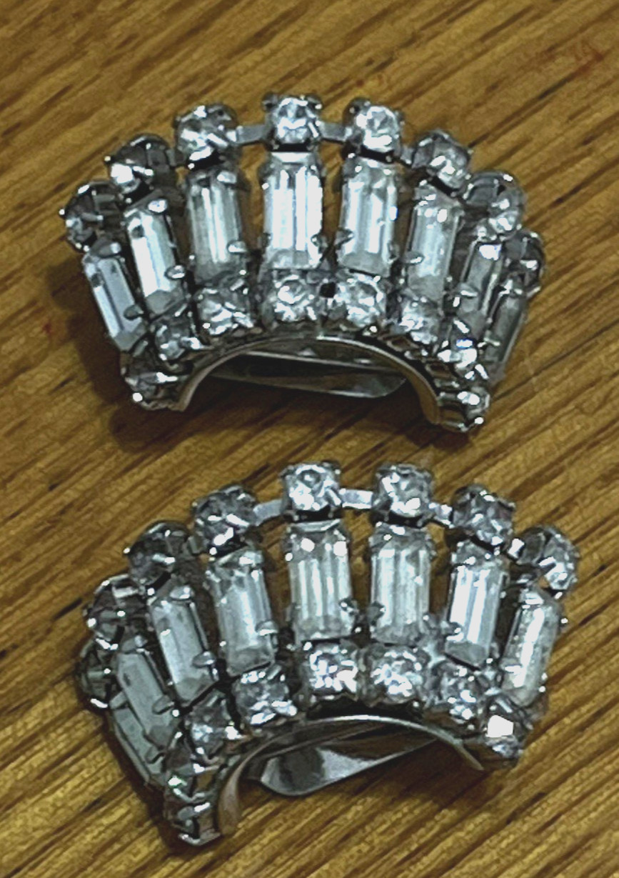 Vintage 10 Pairs Clip Earrings 6 Signed Japan & Hong Kong + Rhinestones # 112