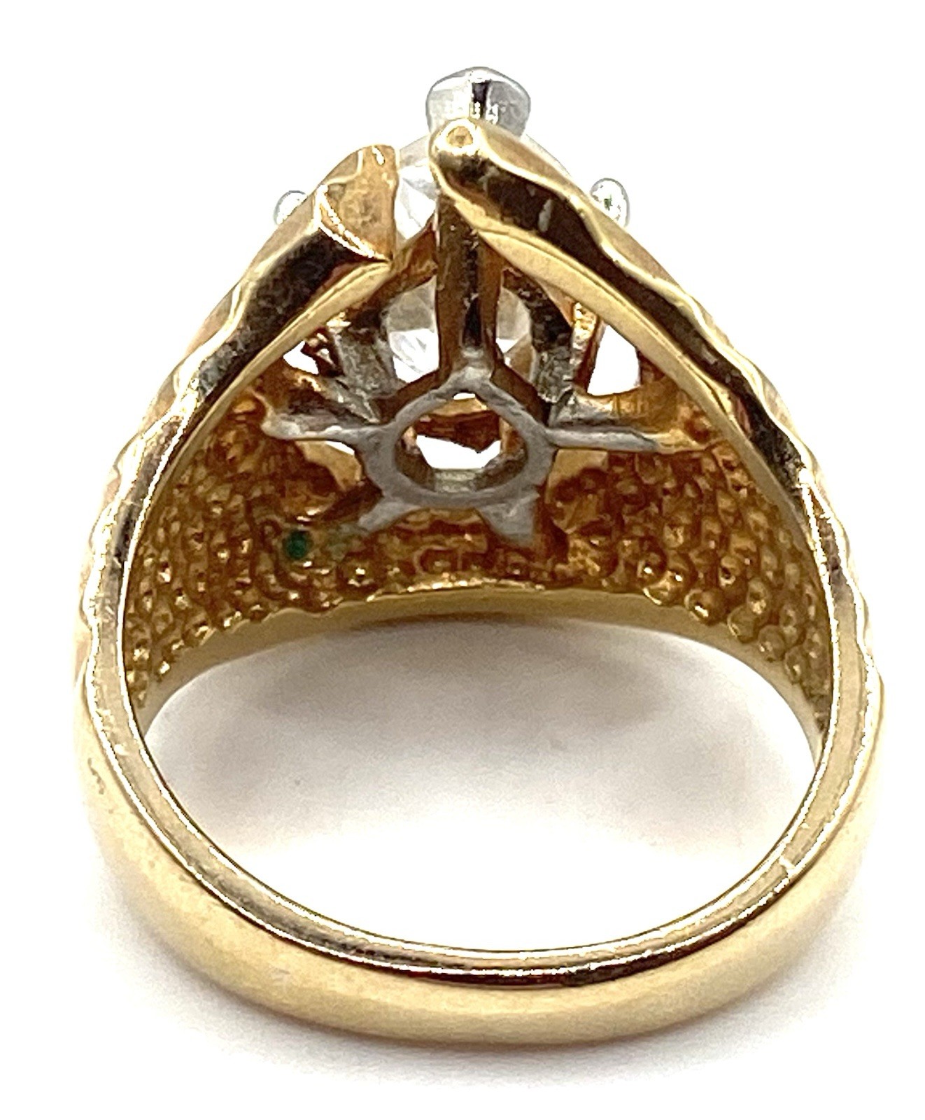 Vintage 18K Gold plated CZ Pear Brilliant Ladies Cocktail Ring Size 6.5