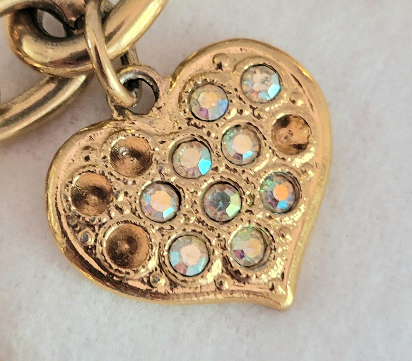 Vintage 1990s Kirk’s Folly Cat Charm Bracelet Gold Tone Rhinestones Cat Lady