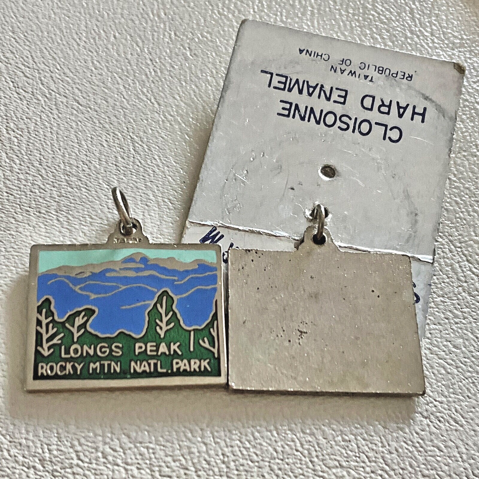 Vintage US Map Charms Retro Silver Cloisonné Enamel