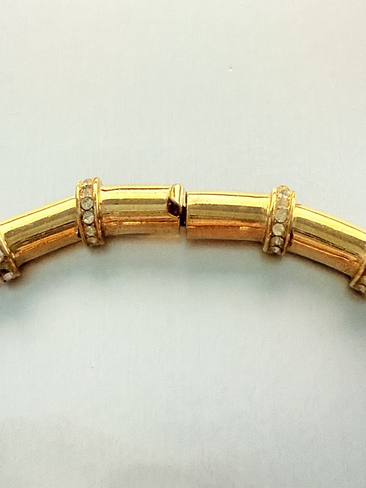 CINER 1980s Gold Tone Gripoix Cabochon Rhinestone Bar Link Necklace Earrings Set