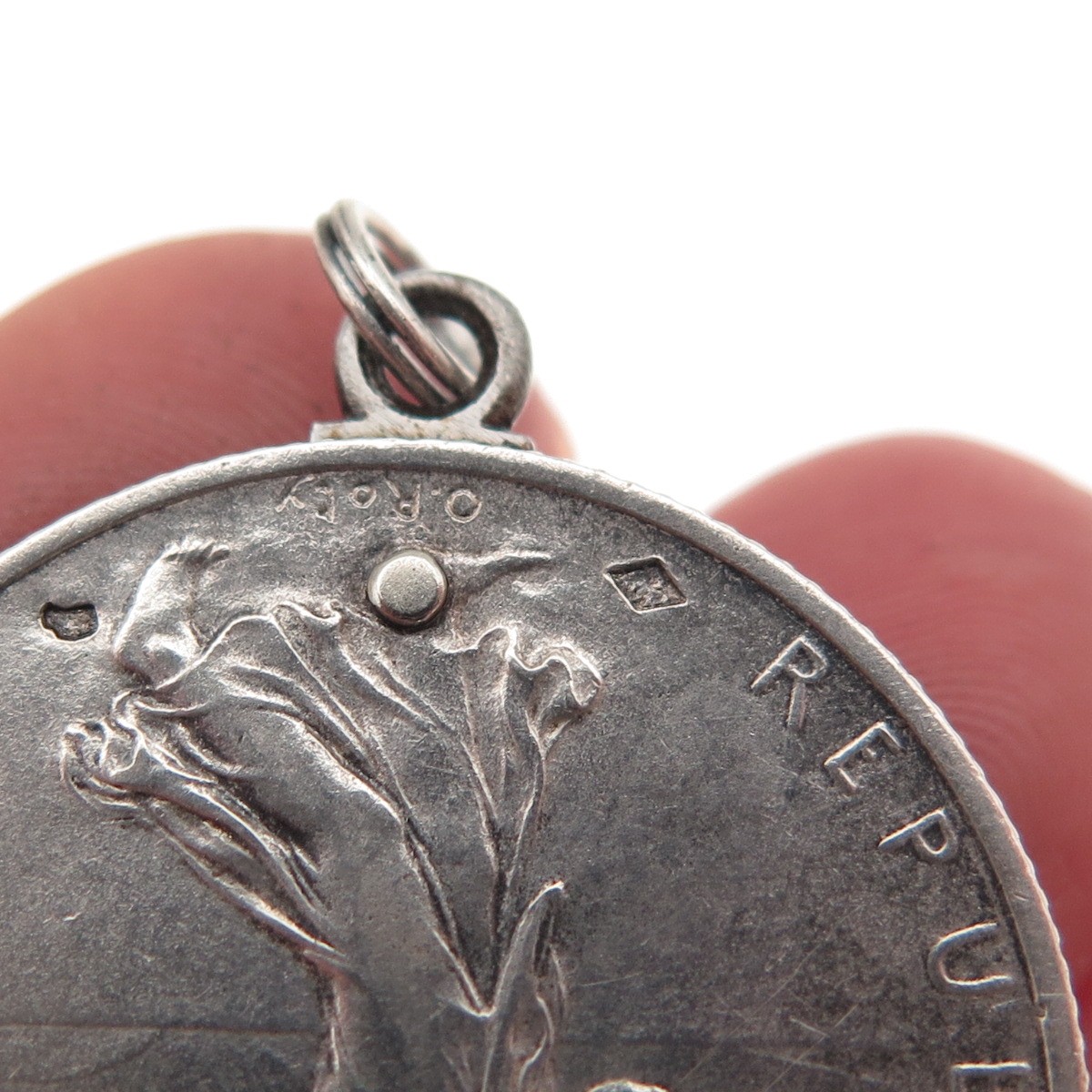 Eloi Pernet 835 Silver Antique 1918 France 2 Francs Coin Pocket Knife Pendant