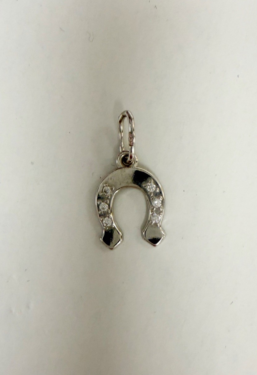925 Sterling Silver CZ Horseshoe Good Luck Mini Charm Pendant New