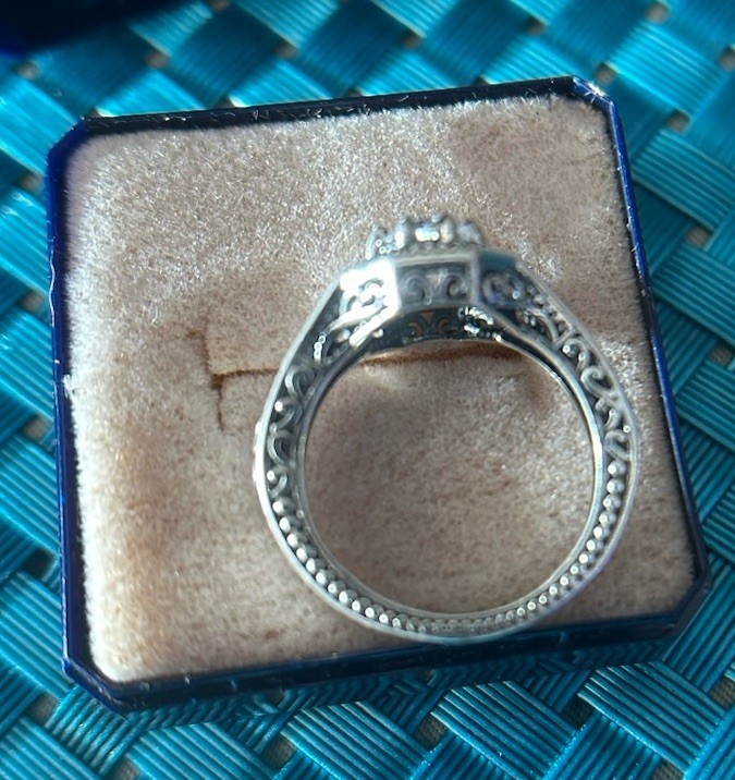 VTG 30s Deco Edwardian Filigree Milgrain Edge 925 SS Ring Sz 7.5