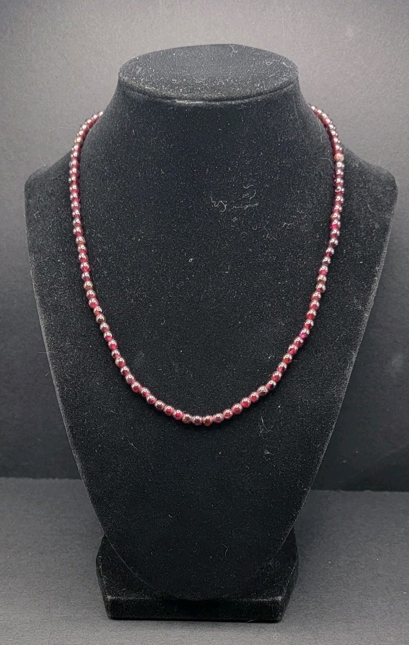 Natural Garnet Bead Necklace 4mm Red Stone Strand Choker Double Wrap Bracelet