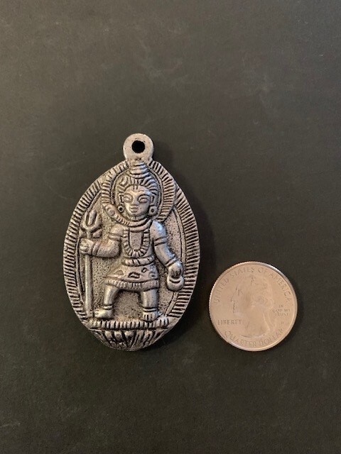 Vintage Zinc Alloy Pendant with Three-Dimensional Shiva Deity 28361