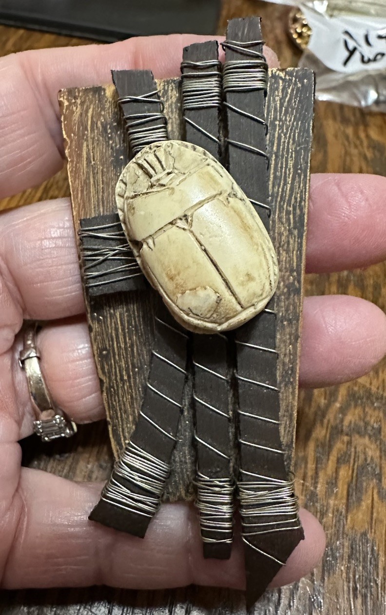 Vintage Scarab Beetle Brooch Signed By Maker Carol Brooks