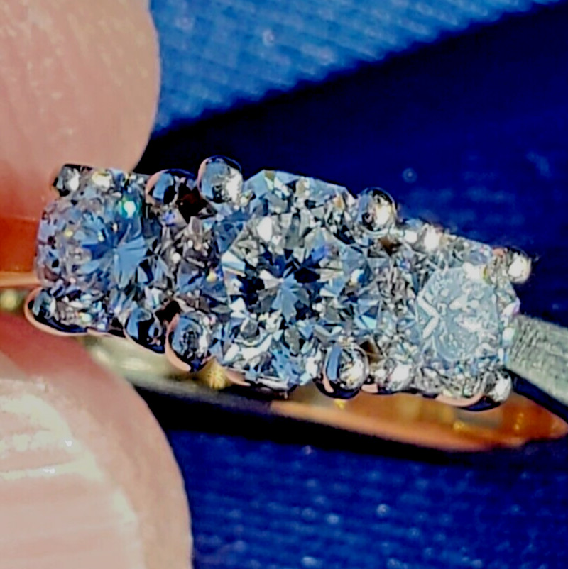 Original EARTH MINED DIAMOND Octagon cut Deco Engagement Ring Vintage Trilogy 6