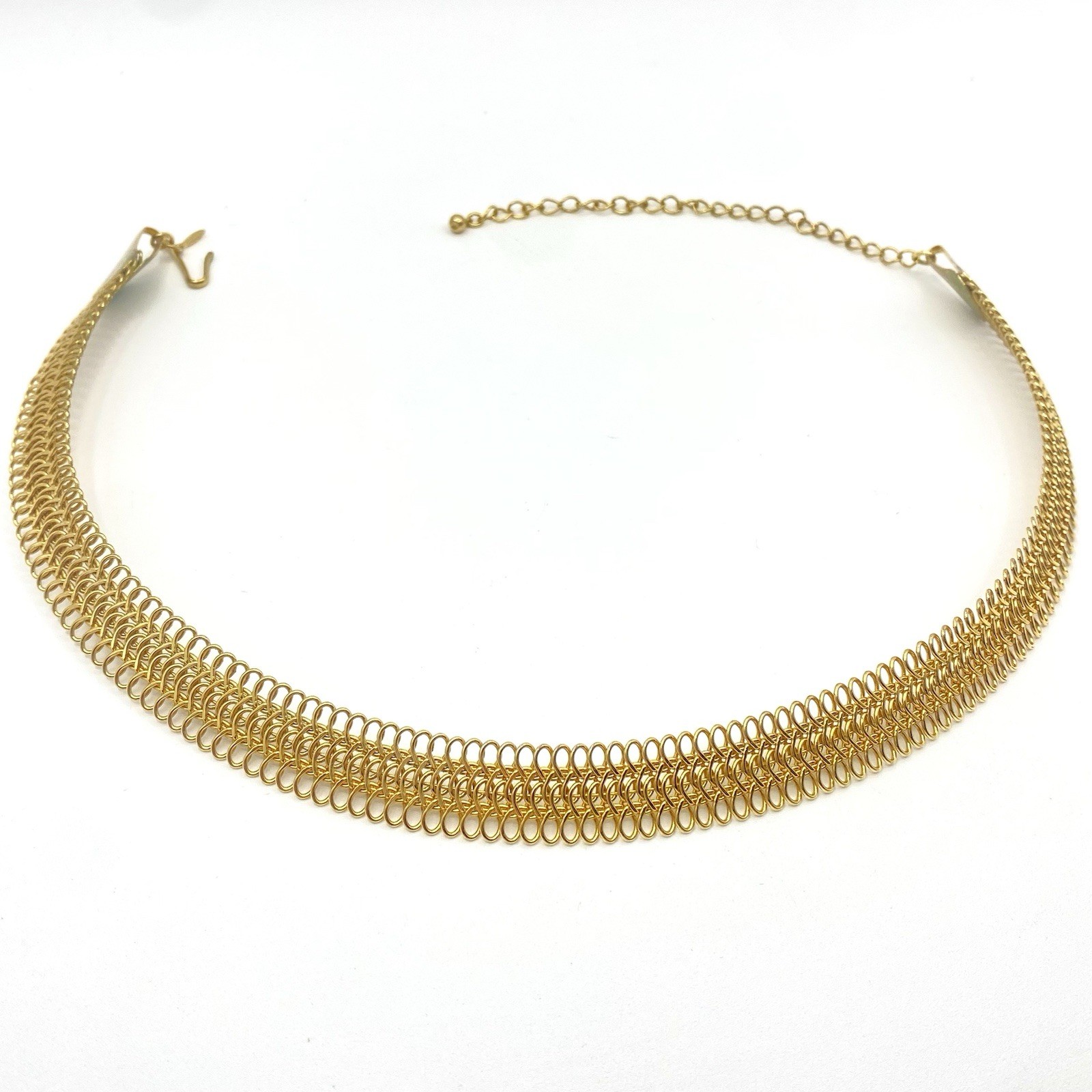 Vintage Avon Gold Tone Lace Wire Collar Choker Necklace Dragon Spine Filigree