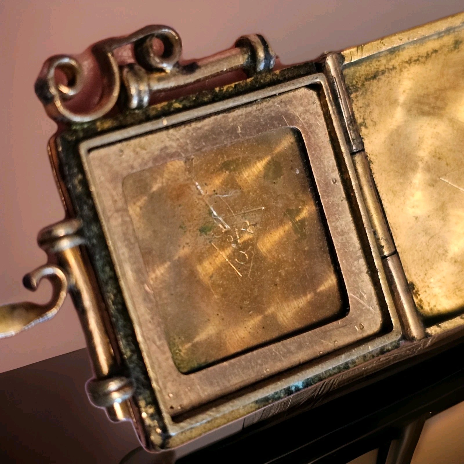 Necklace Locket Victorian Square Engraved 100 Years Old Gold Filled Vintage