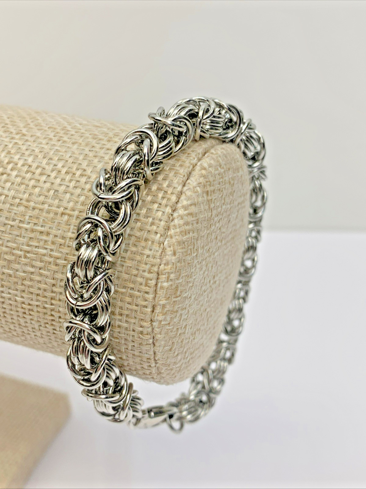 AK Turkey Stainless Steel Byzantine Chain Link Vintage Bracelet 8”
