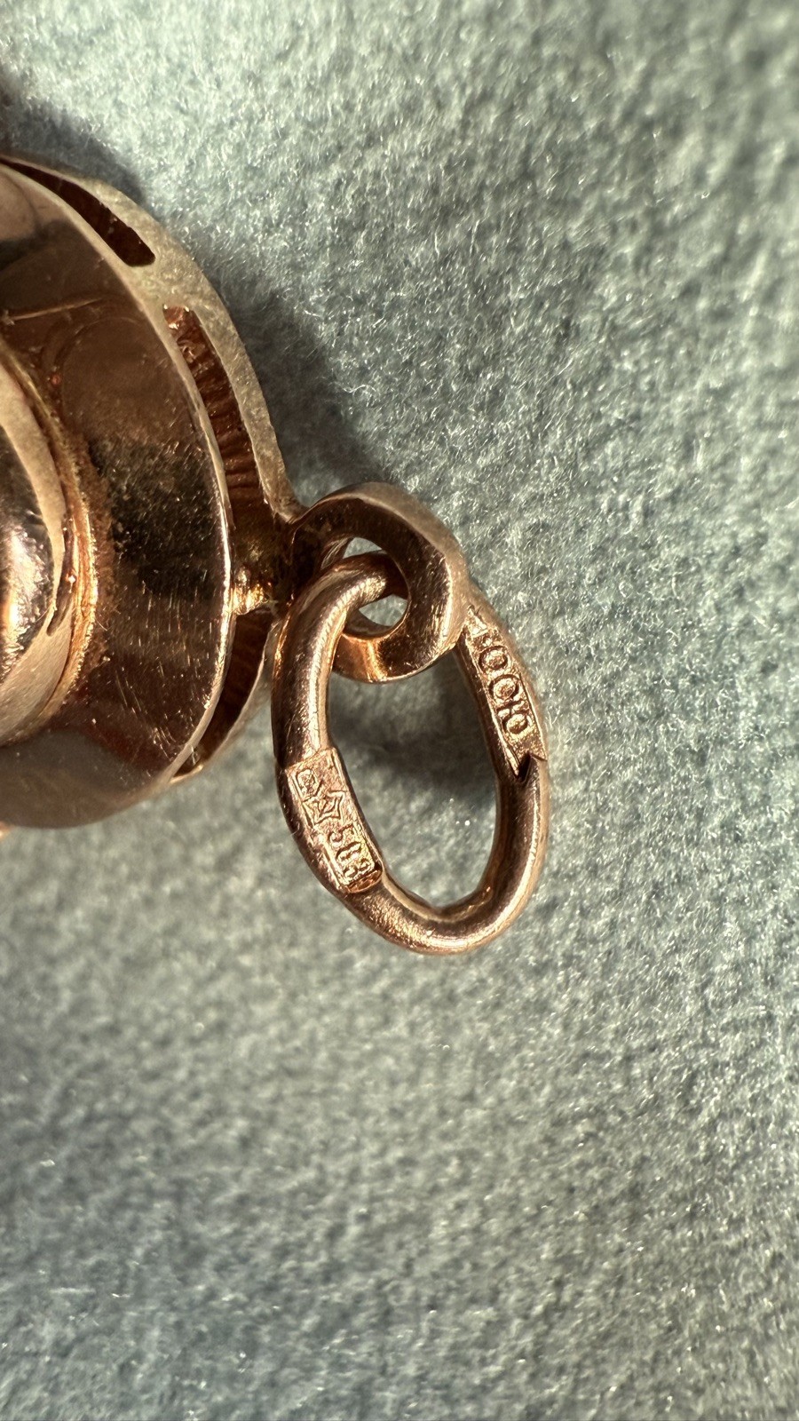 USSR Vintage Soviet Original Natural Cornelian Rose Gold Pendant 583 14K