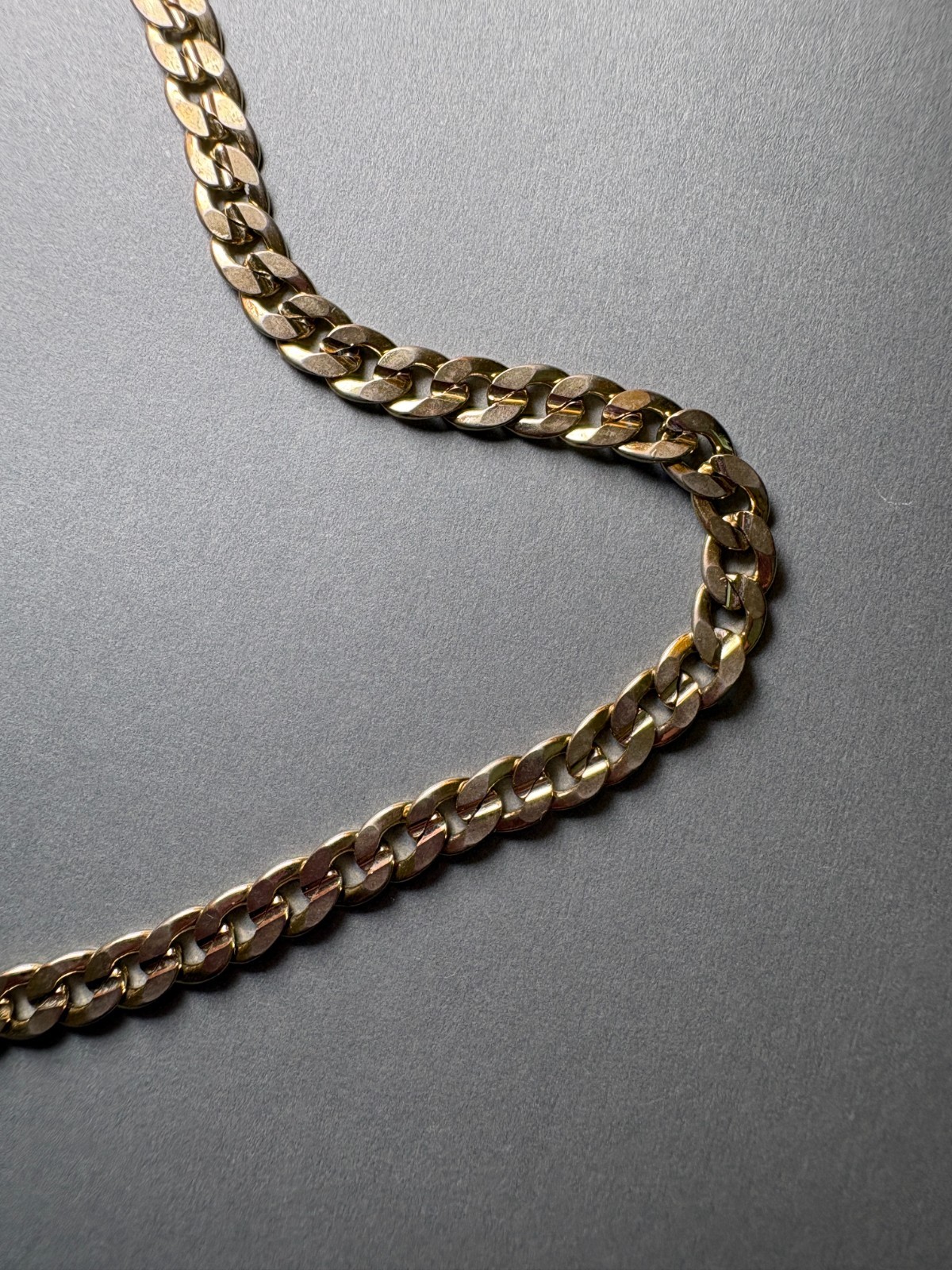 Vintage Curb Link Chain Necklace 23″ Stamped 14K Gold Tone Plated Shows Wear