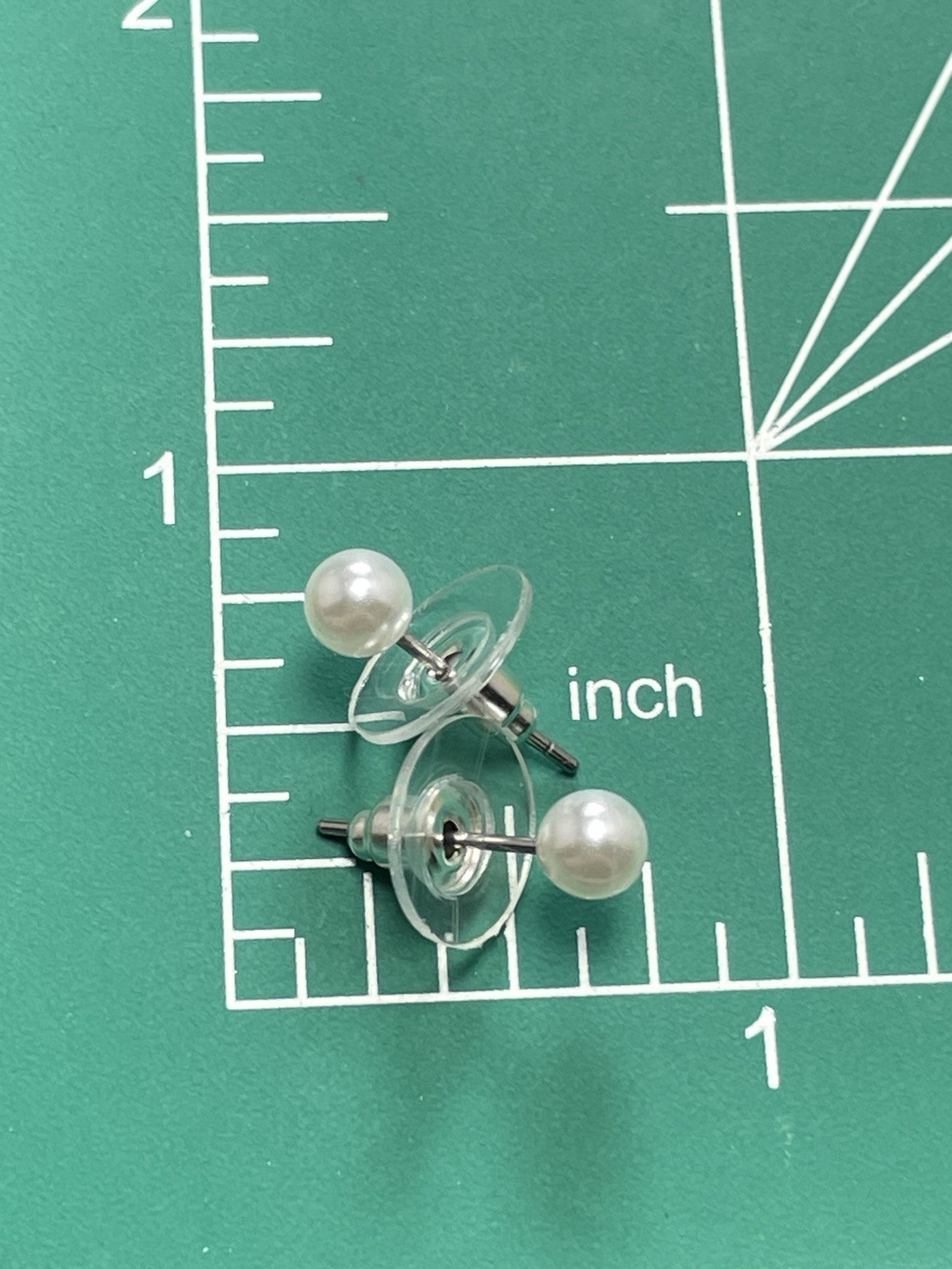 Vintage Small 4 mm Faux Pearl Stud Silver Tone Earrings