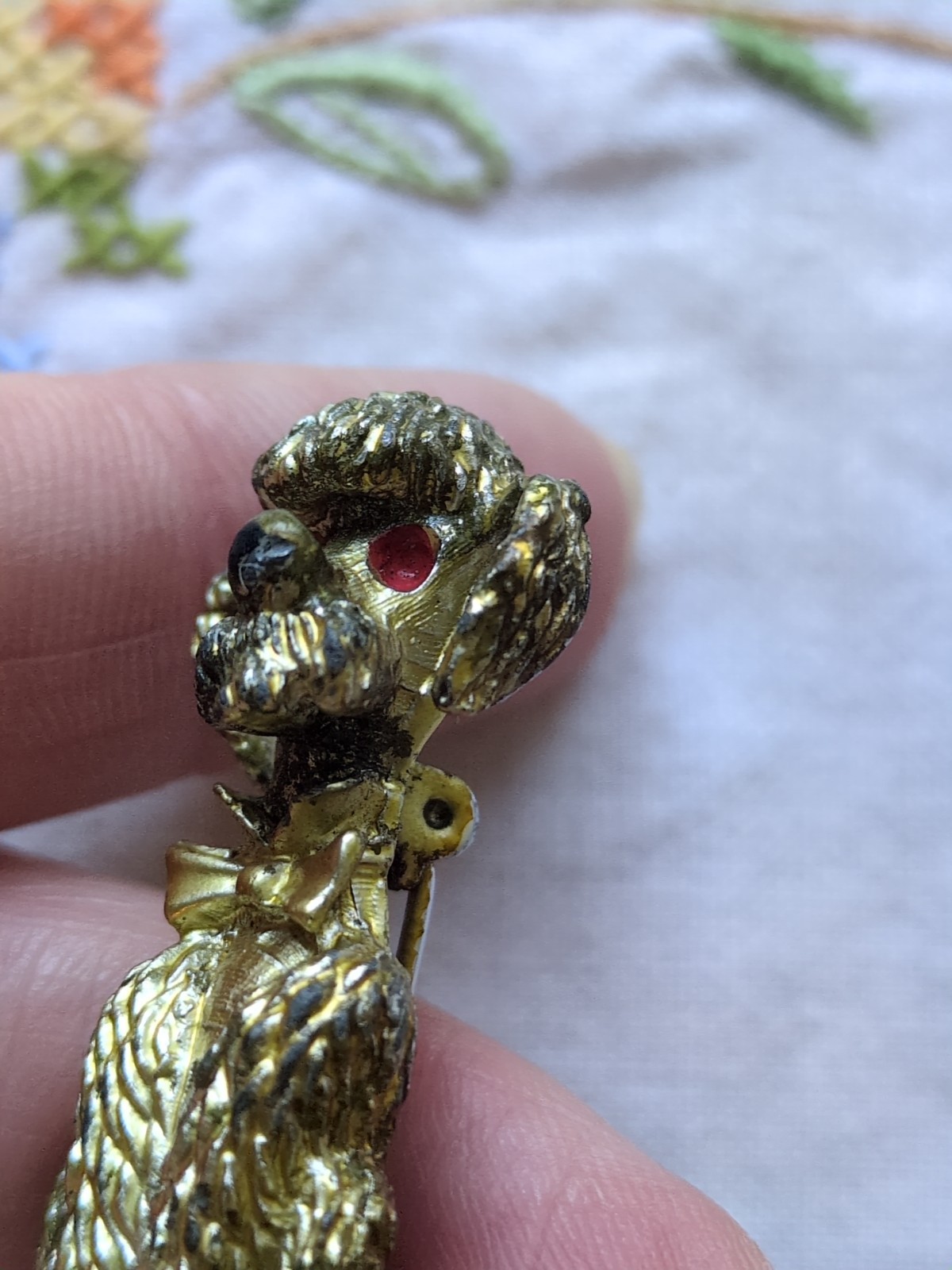 Vintage Dog Brooch Pin Lot Of 2, Enameled, Rhinestone