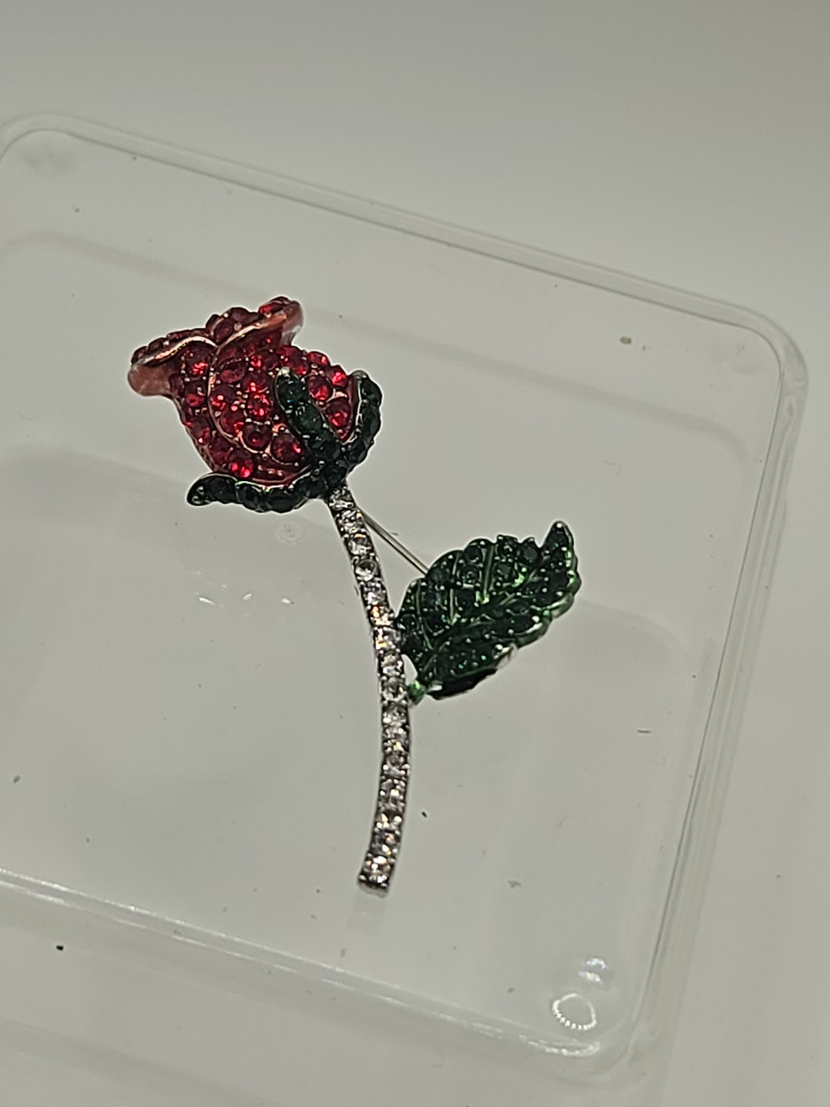 Rose Rhinestone Brooch Unbranded