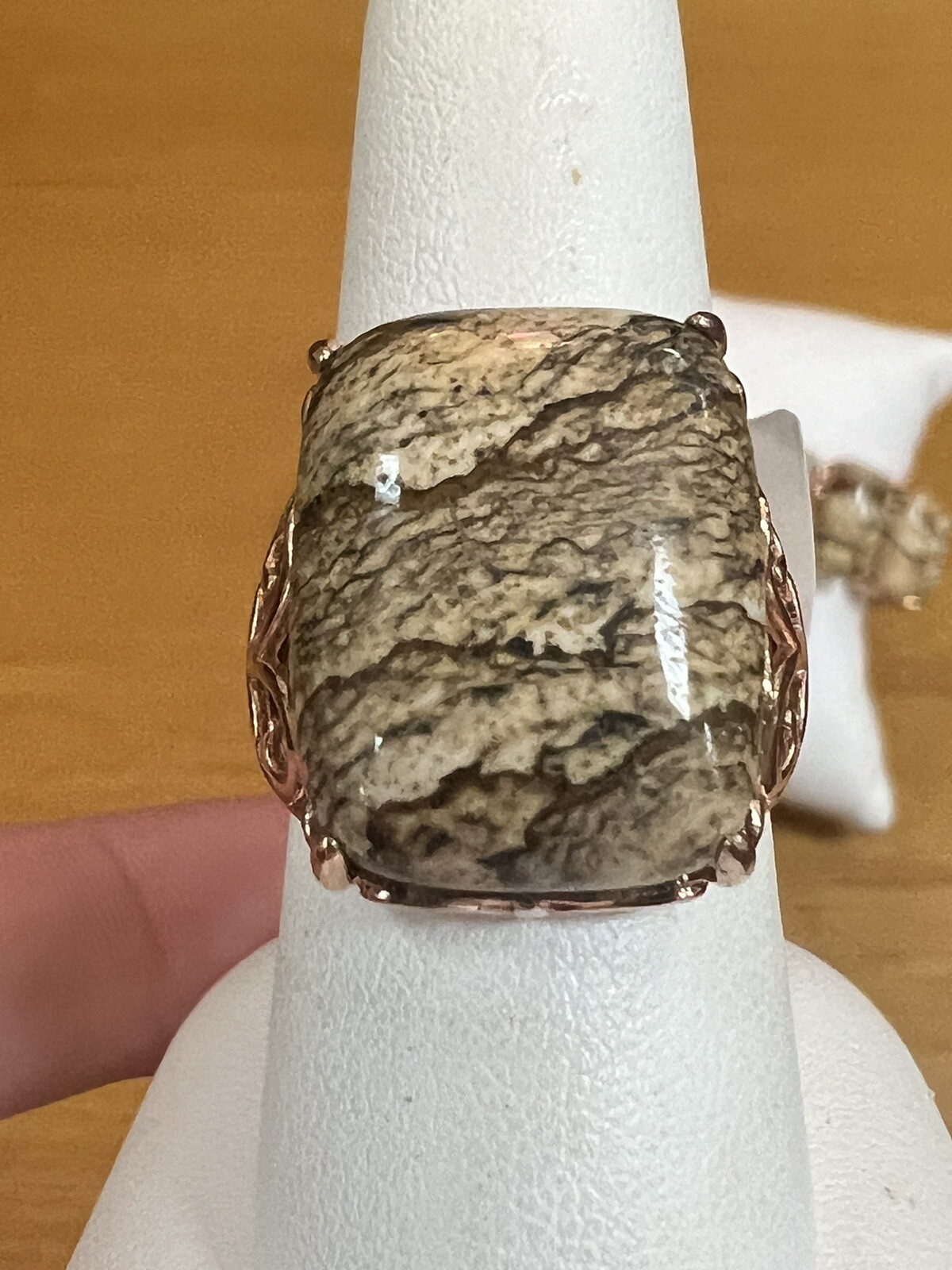 Jasper Signed JZ Tennis Bracelet And Ring Set Matching Rose Gold Tone Plated
