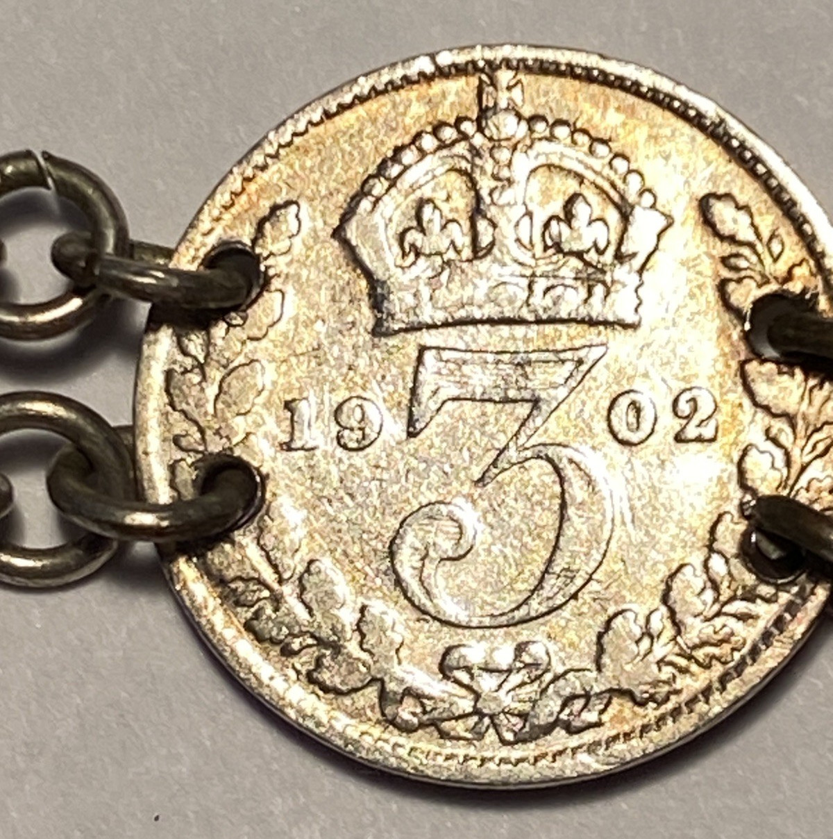 1902-1921 Kings George & Edward Sterling 3 Pence Coin Bracelet