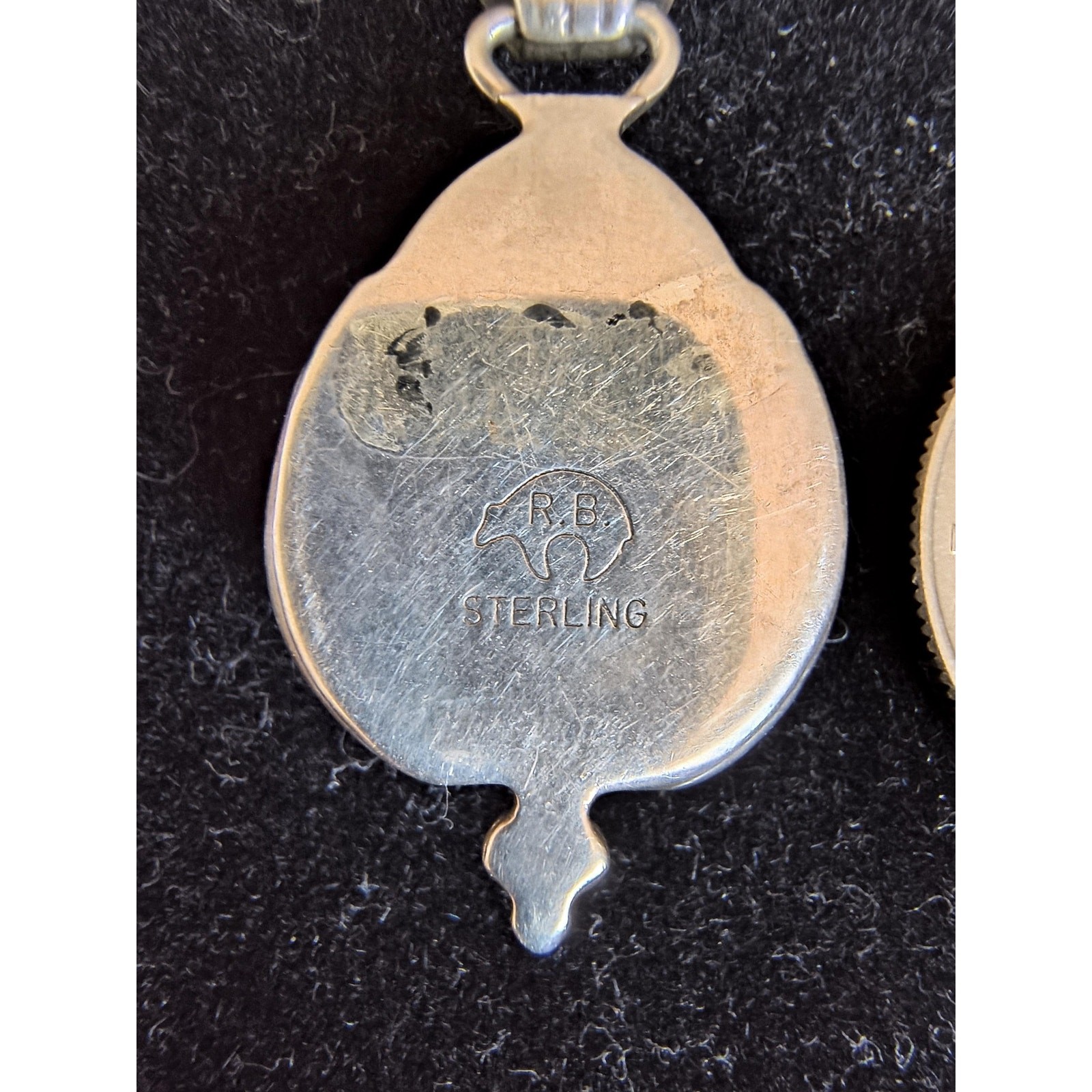 Running Bear Sterling Silver Pink Lab Opal Southwest Old Pendant Necklace 15″