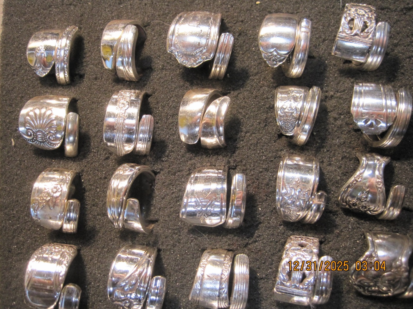 50 Vintage Handmade silverplate Spoon Rings mixed sizes