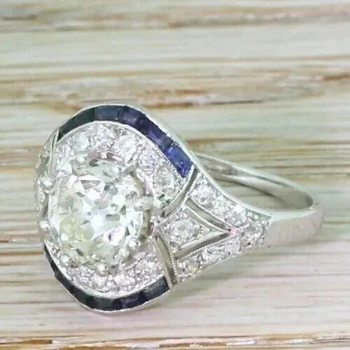 5.20Ct Art Deco Vintage Style Lab Created Diamond Wedding 14K White Gold FN Ring