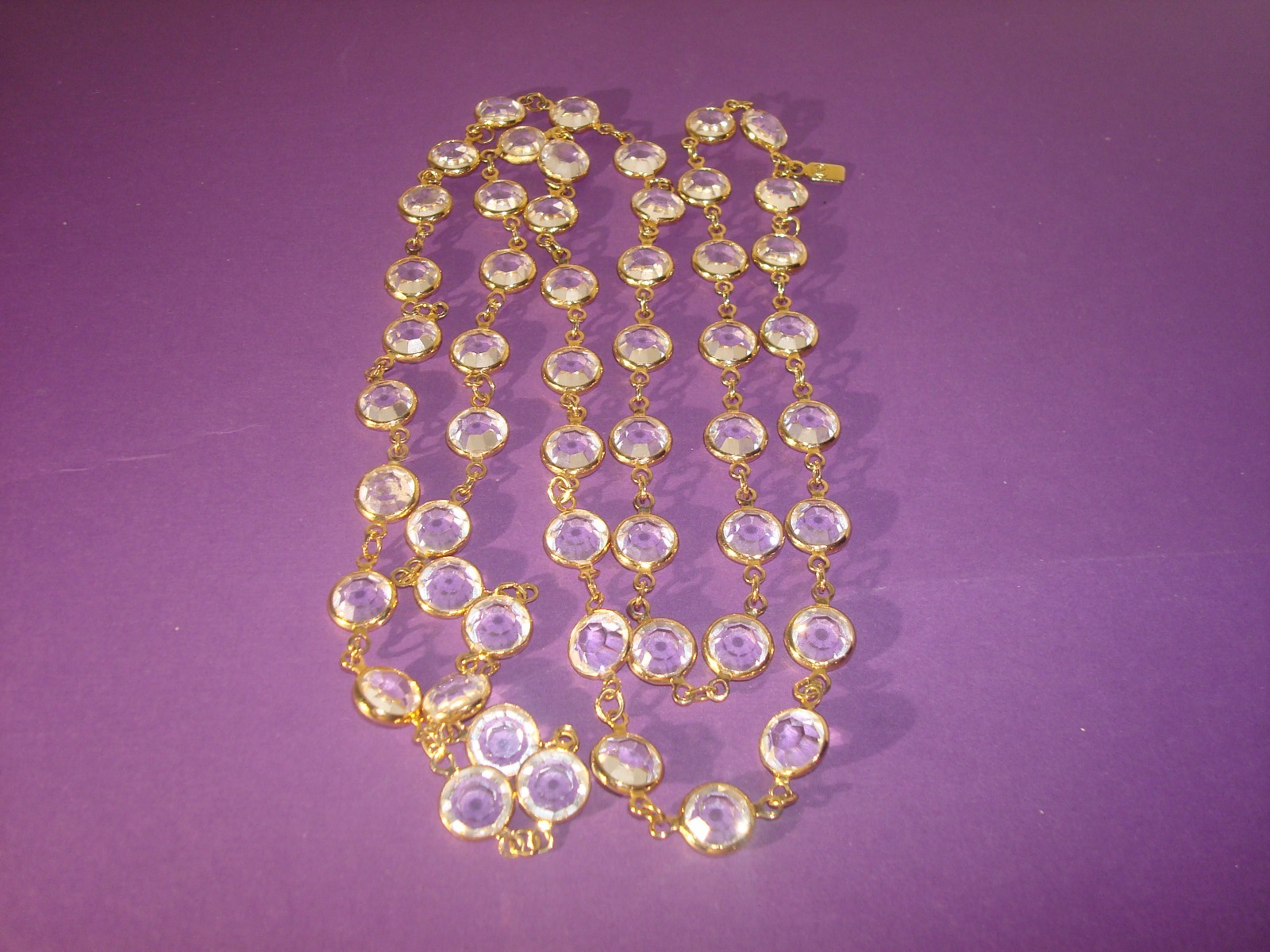 SWAROVSKI SWAN SET/LOT CLEAR CRYSTAL BEZEL NECKLACE 36″&EARRINGS,CLUSTER,DANGLE