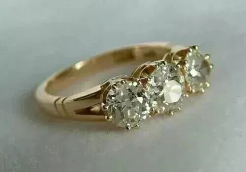 Vintage Art Deco Style Lab Created Diamond Engagement 14K Yellow Gold FN Ring