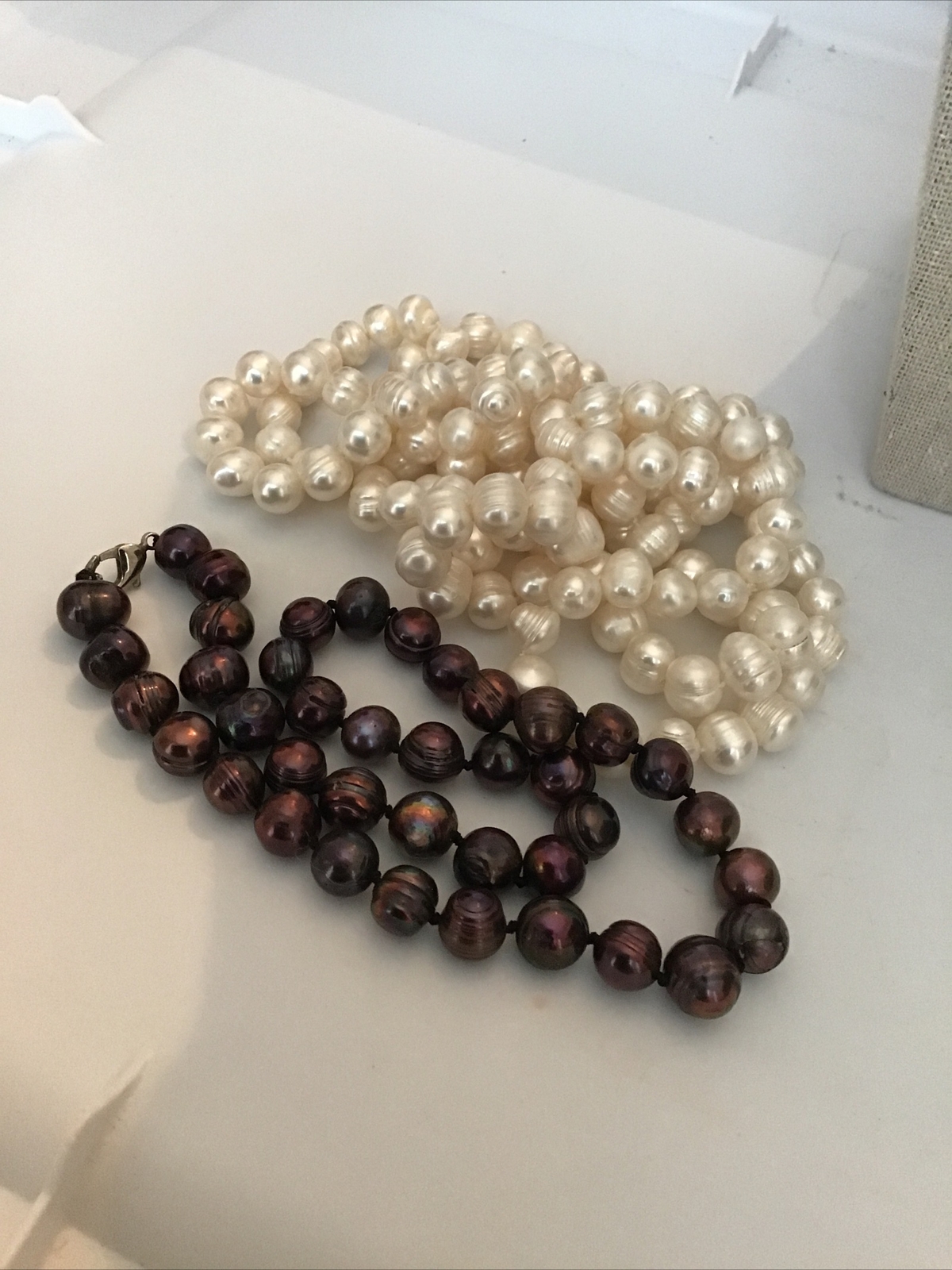 17″ Strand Copper Purplish Cultured Pearls Clasp Necklace 6.4-7.2MM 40 Pearls