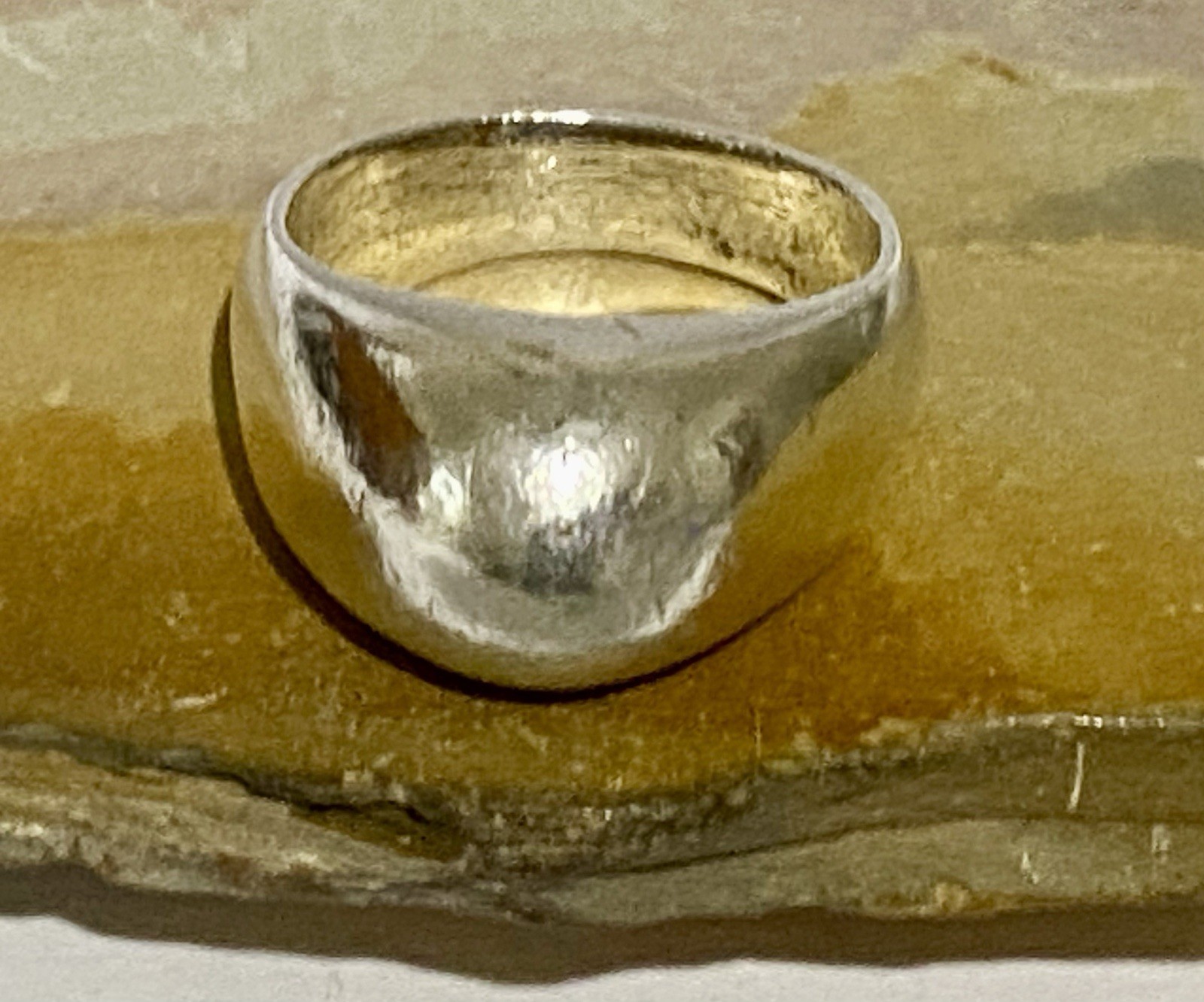 Vintage Sterling Silver Heavy 12.4gr Curved Smooth Dome Ring Size 6.5