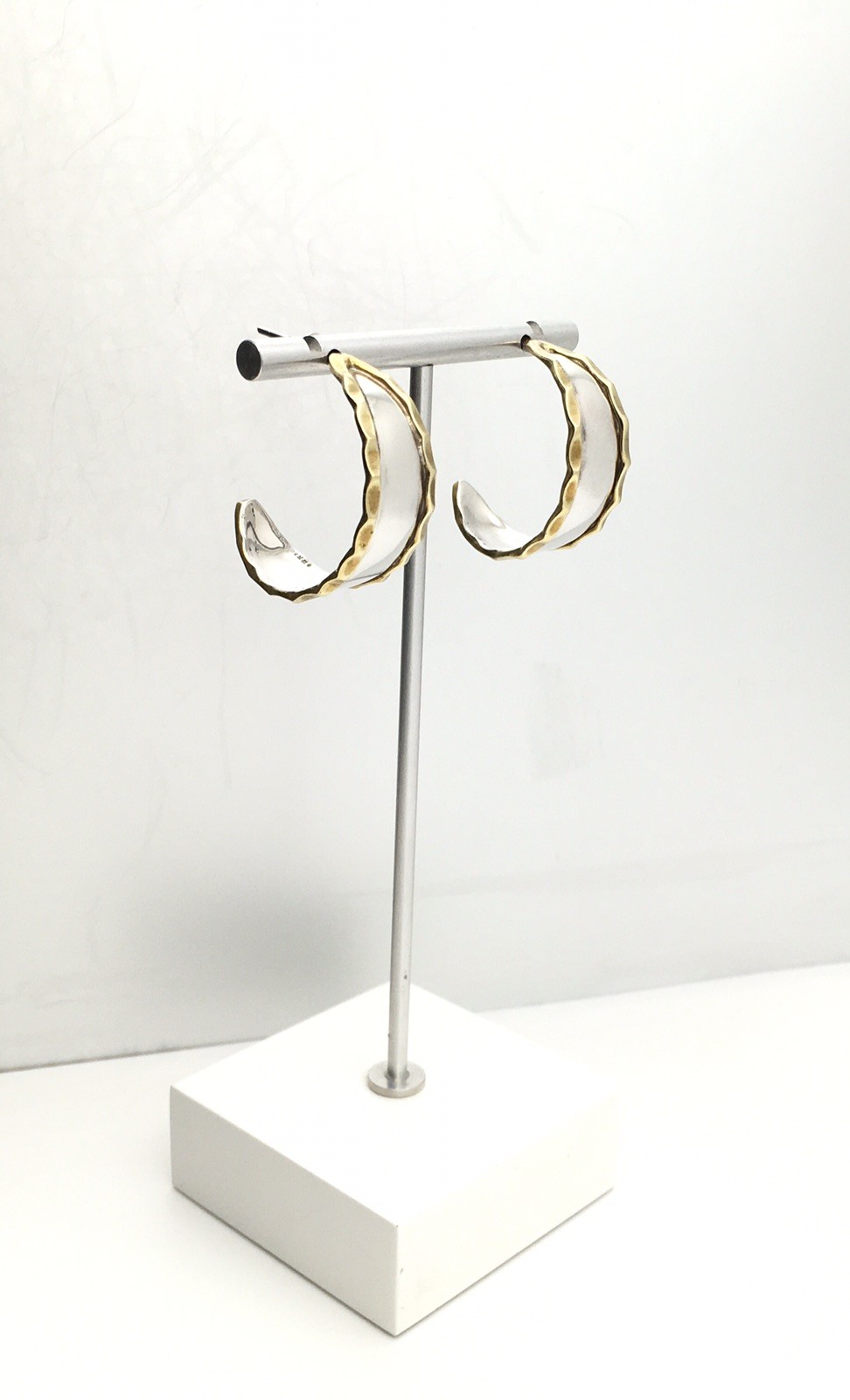 Vintage Sterling Silver 1.5” Southwestern J Hoop Earrings Marked 925 8.6g #07