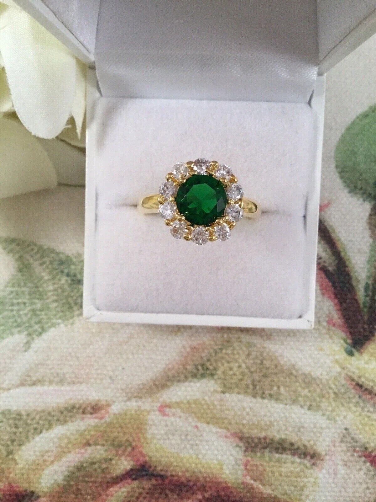 3.2Ct Art Deco Style Lab Created Emerald Women’s Anniversary 14K Gold FN Ring