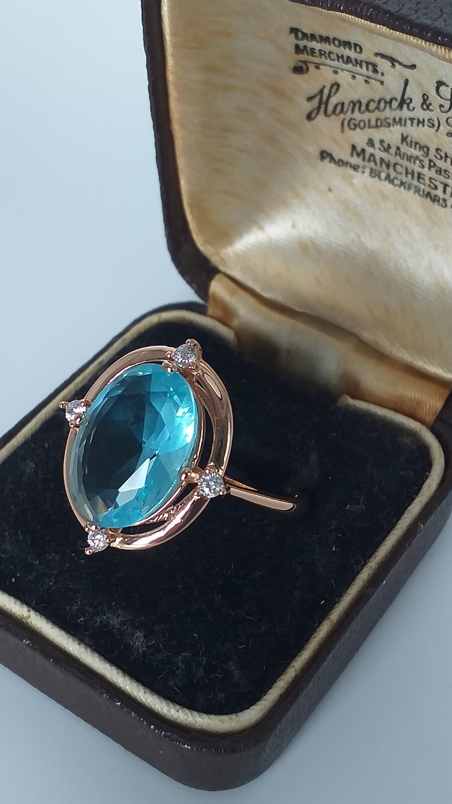 Vintage 1990-s 14 Ct Rolled Gold Aquamarine Ring Size UK N US 6 3/4- Hallmarked!