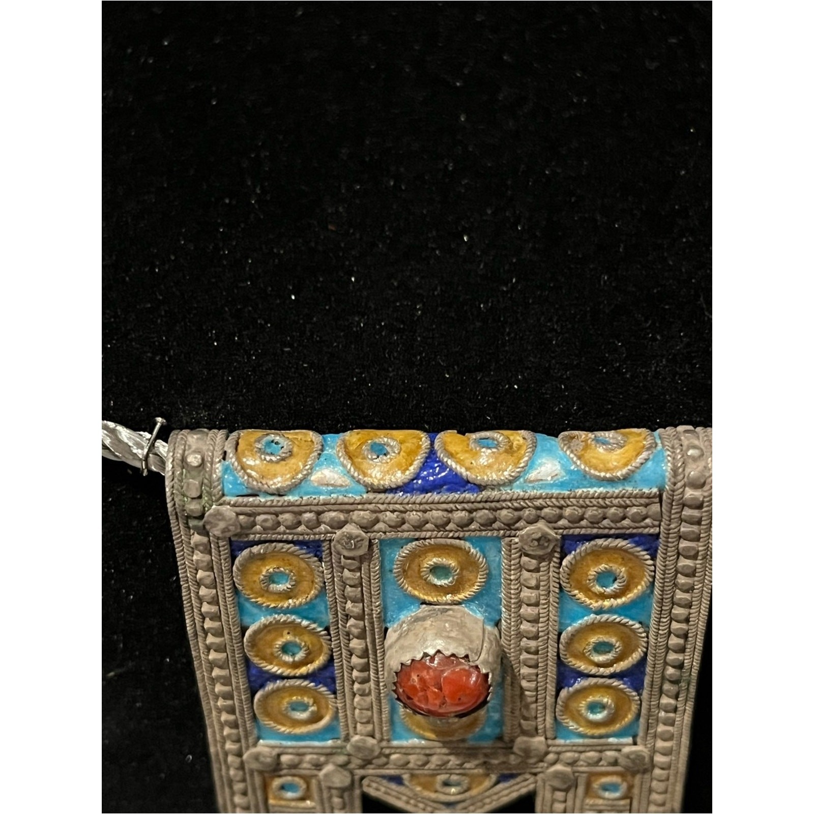 Vintage/Antique Moroccan Berber “Hirz” amulet pendant Necklace in Frame