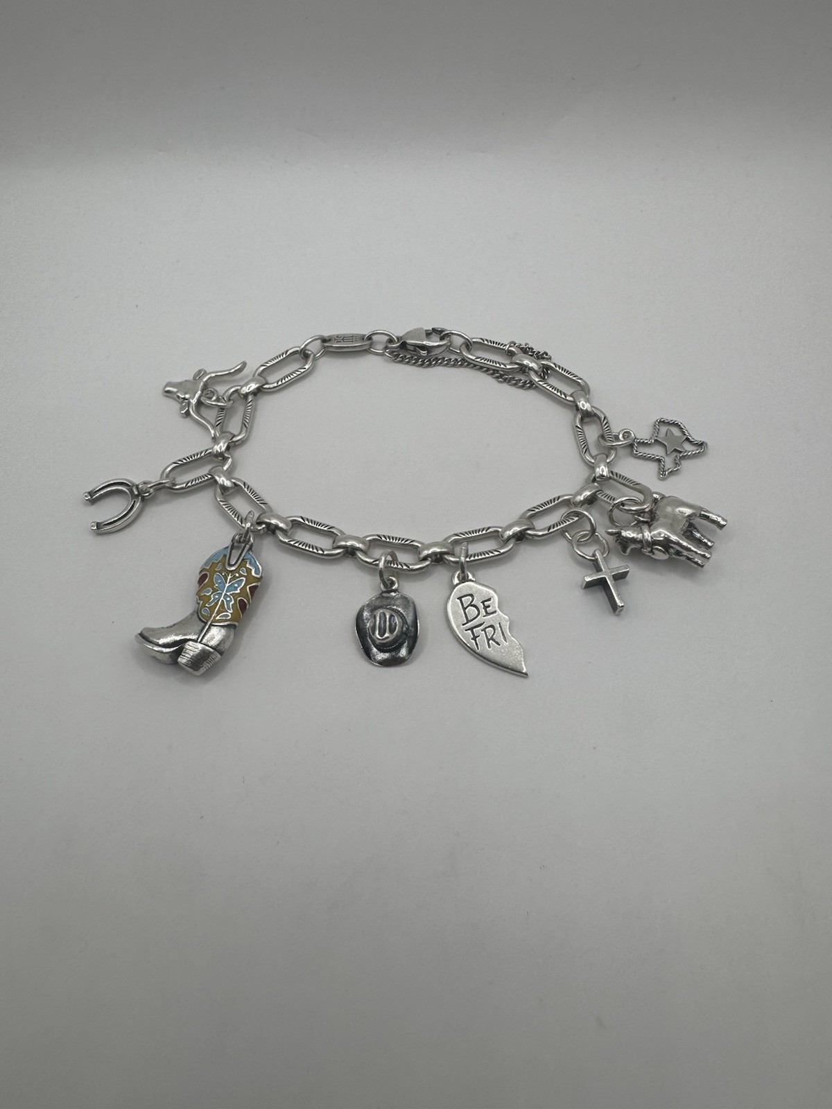 James Avery 7” Ornate Link Charm Bracelet with 8 Charms – 🤠 Western Flare!