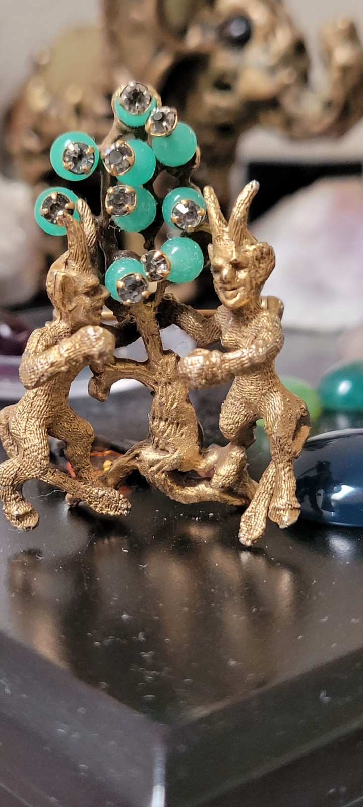 Antique Rare De Nicola Mystical Creature Faux Gem Pendant Brooch