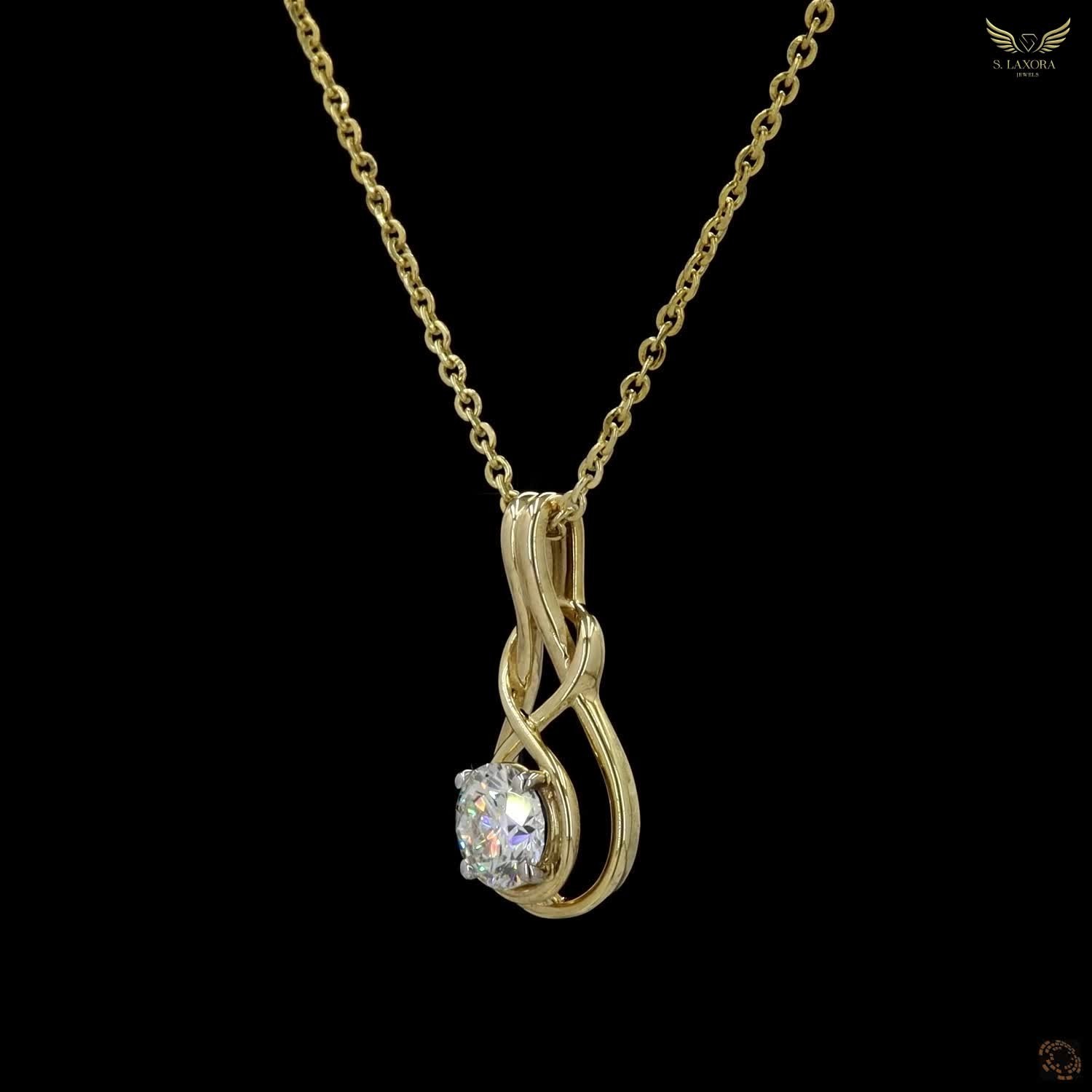 Lab Created Diamond 0.72ct Pendant Necklace Yellow Gold Plated Gift