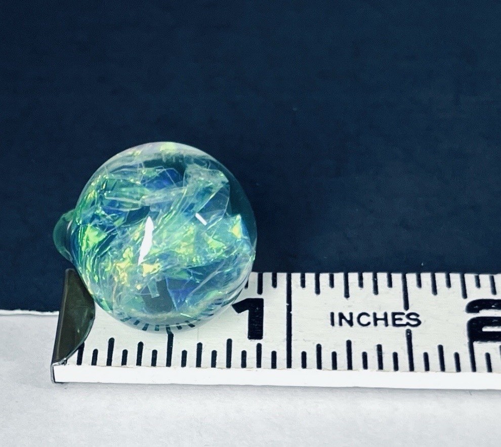 Blue Clear Lucite Dome Ring Size 7.5 Iridescent Opalescent Retro Moon Ring