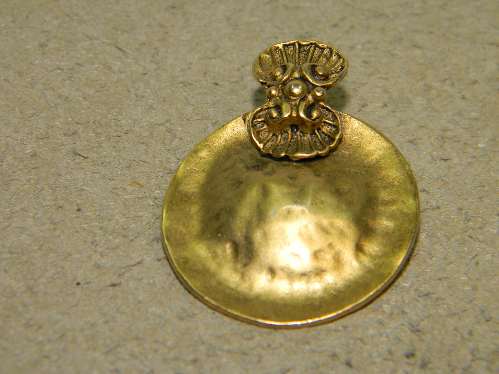 Vintage Norma Jean Round Pendant Matte Bronze Color