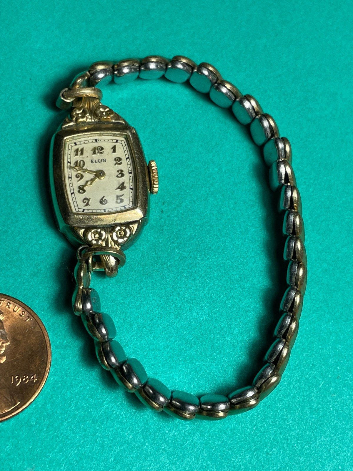 Ladies Elgin Wrist Watch windup working watch 10k gold filled band