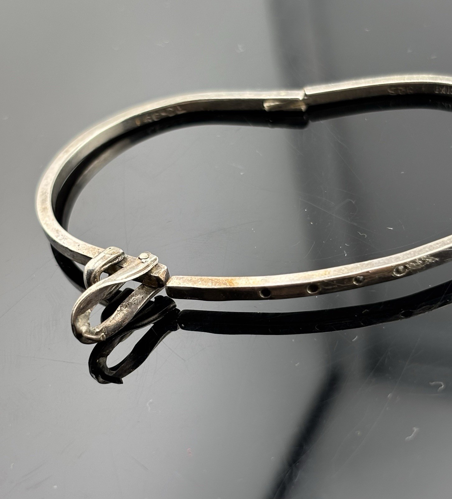 Estate Sterling Silver Bangle Lot x 2 Adjustable & Hook Closure – 6.5″ 6.75″ 21g