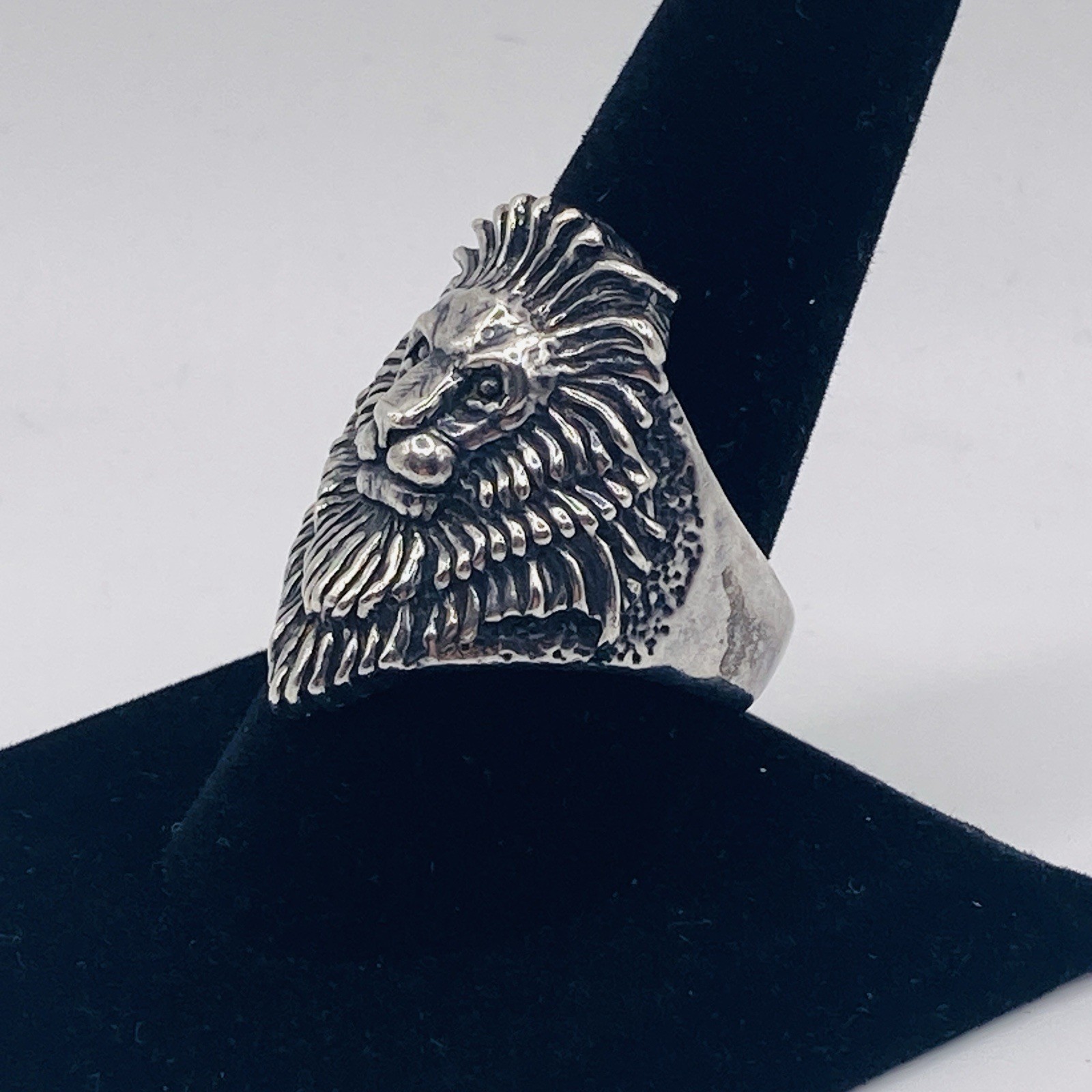 Vintage G&S 925 Sterling Silver Lion Head Statement Ring Size 10 Biker 1994 15g