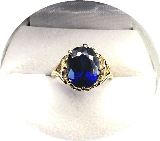 Pretty – Deep Blue TANZANITE Ring – Solid 14k Yellow Gold – Antique Mtg…