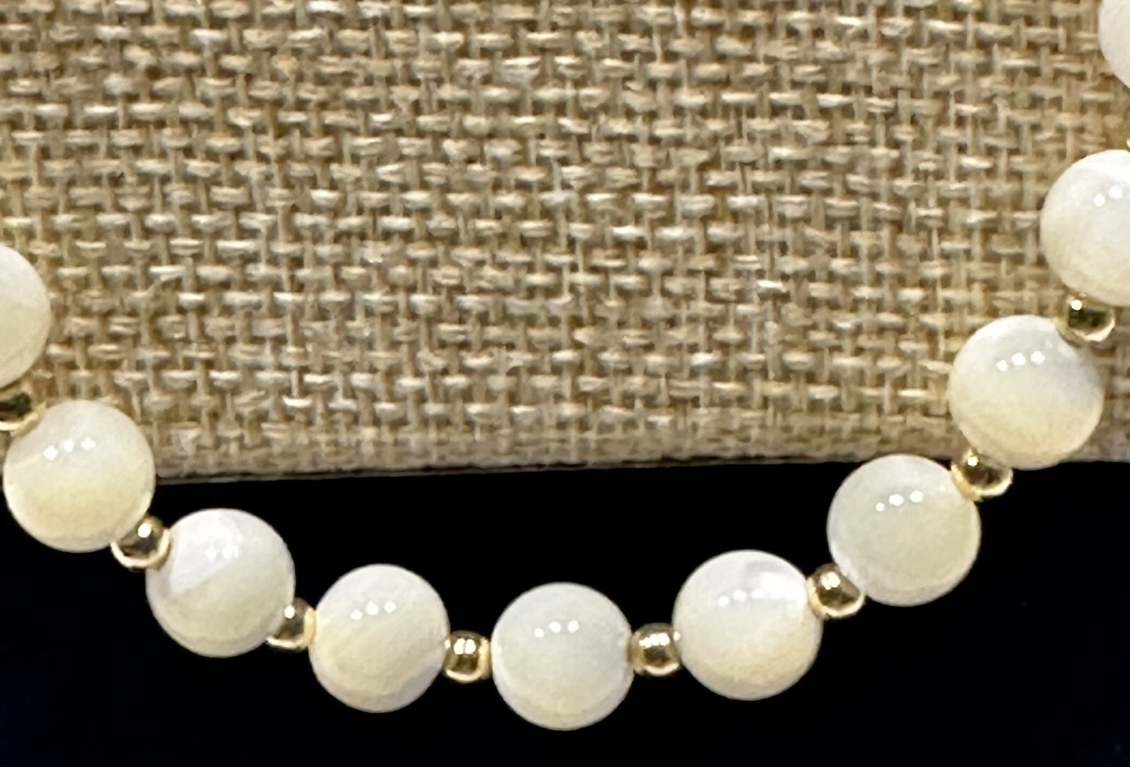 VTG Art Deco Opaline Opalite Opalescent Glass Bead Necklace 29” White