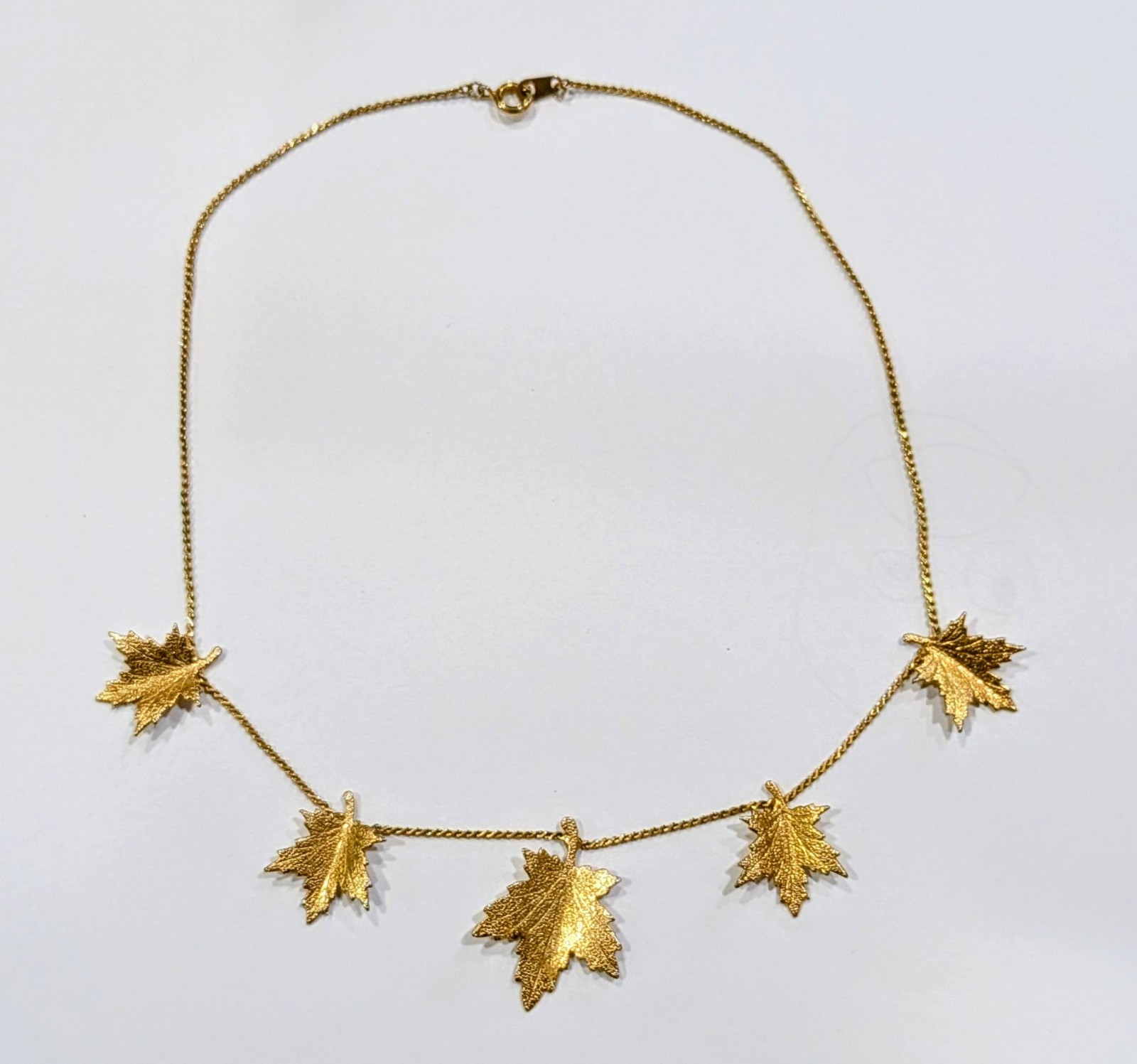Maple Leaf Necklace 16″, Vintage Station Gold-Tone
