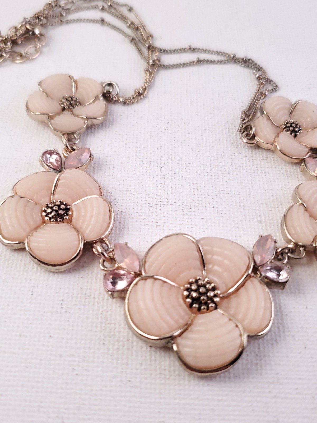 Elegant Napier Floral Statement Necklace – Rose Gold Tone & Peach Enamel