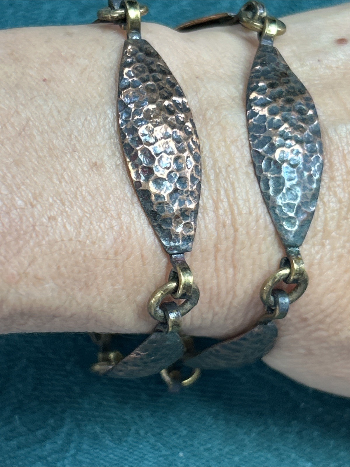 Vintage Maya Mexico Men Or Women’s Hammered Copper Bracelet 8.5”large Wrist 30 g