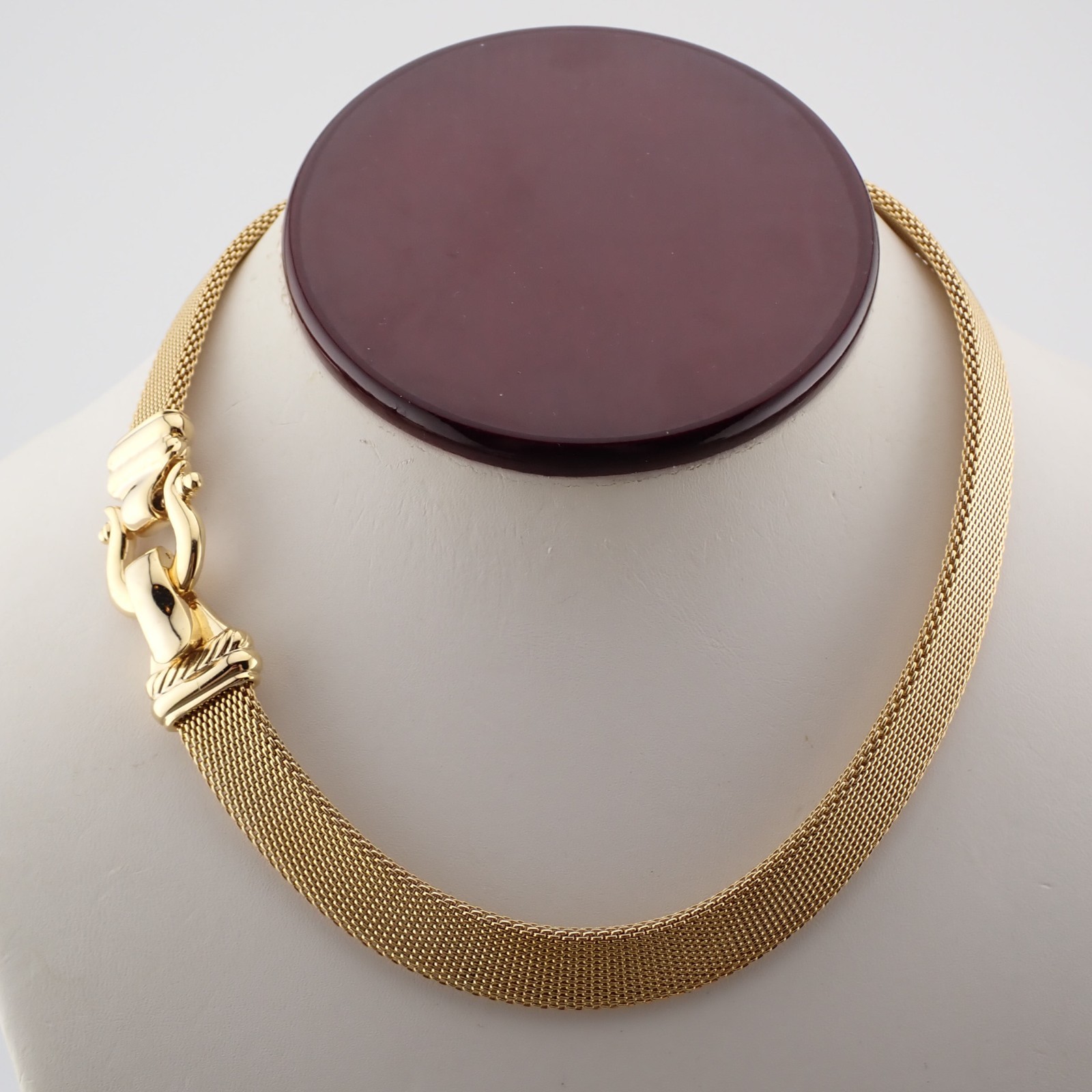 Vintage Gold Tone Mesh Belt Buckle Magnetic Clasp 16″ Choker Necklace